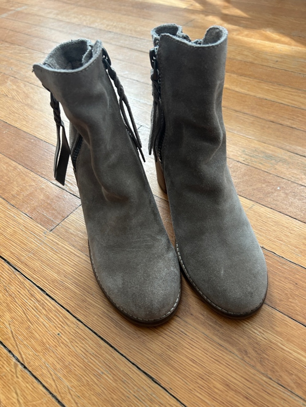 Dolce Vita Gray Suede Tassel Ankle Boots